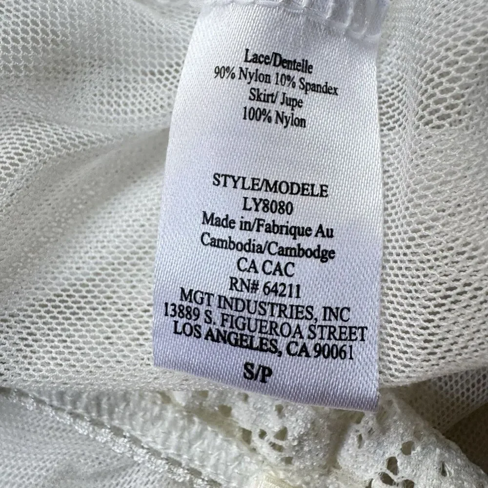 In The Bloom by Janquil Lilly Tiered Babydoll Chemise In Ivory Size S/P Romantic